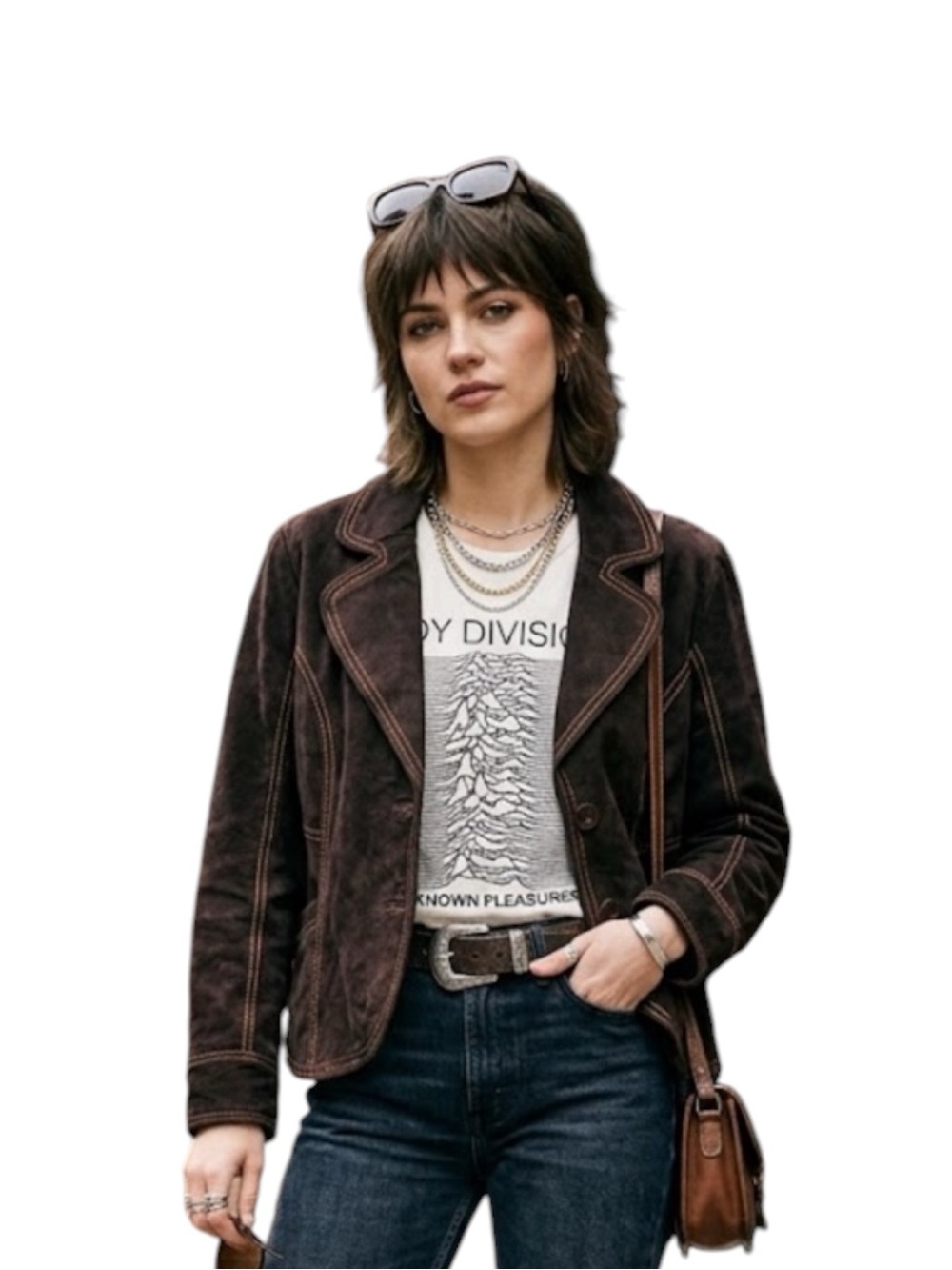 Live a Little Dark Brown Suede Leather Blazer Jacket Size L